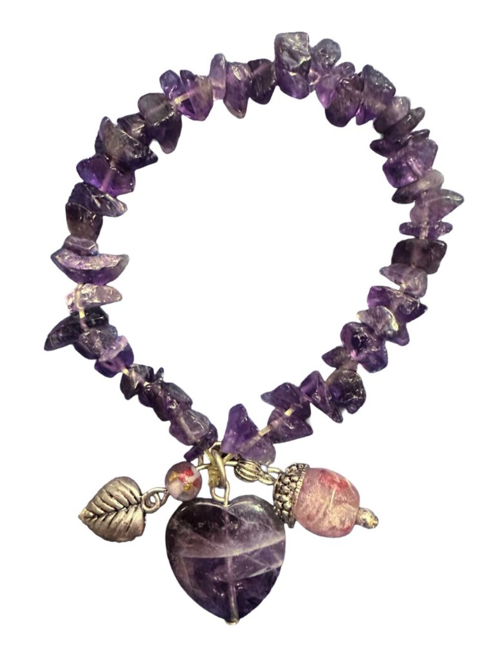 Vintage Y2K Signed Avon Genuine Amethyst Chip Stretch Bracelet